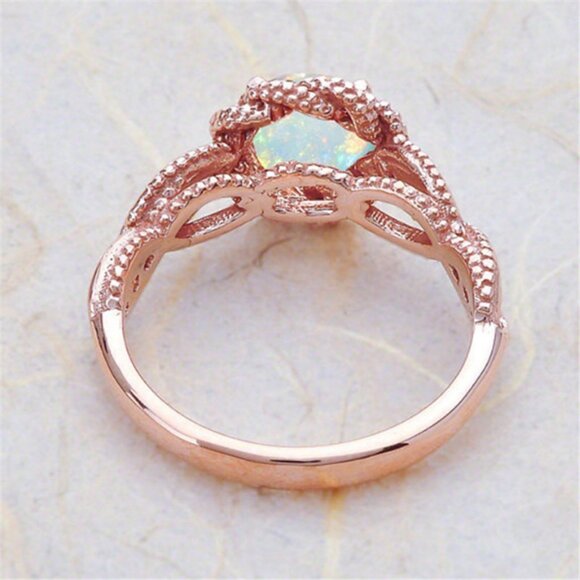 Sweet Opal Stone Pave CZ Woven Carved Beautiful Rings for Women, EVGG1334 - Picture 2 of 6